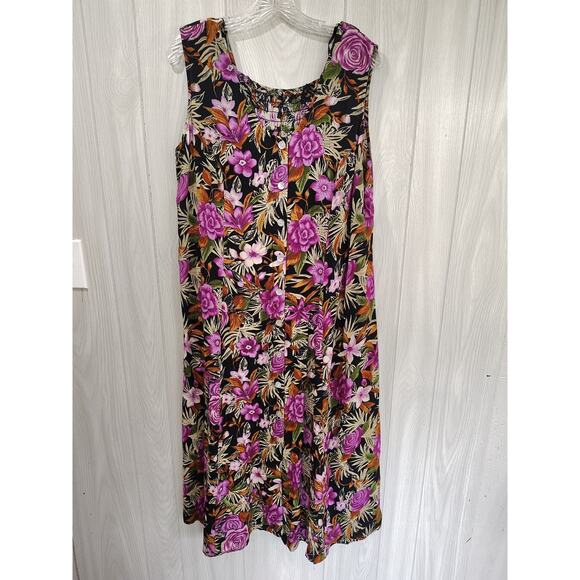 Y2K 90s J.B.S. Fairy Dress Coquette 16W Cottage Hawaiian Plus Cruise Maxi VTG - Picture 1 of 5